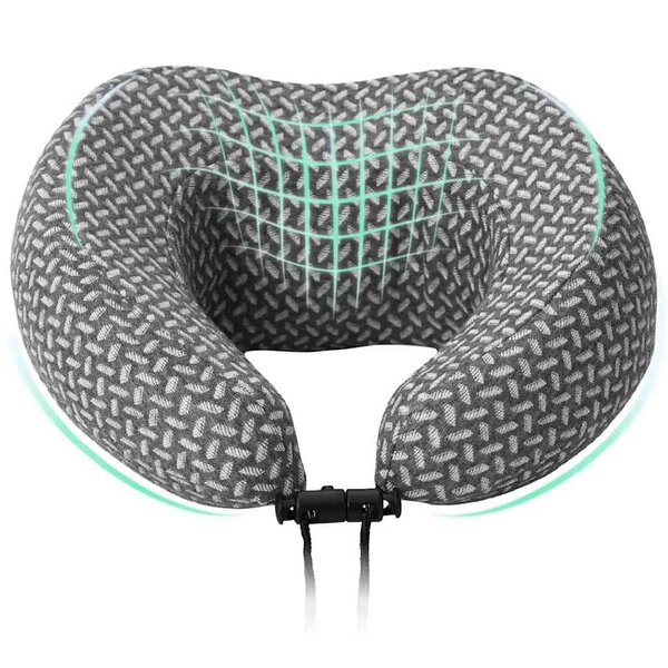 vidaXL Oreiller de Voyage pour le Cou Gris 30 x 28 x 14 cm Polyester