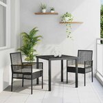vidaXL Chaise de jardin 2 Pièces Noir 53 x 60 x 85cm polyrotin