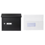 Pack Bouche d'entrée + Boîte aux lettre en acier  V4074  Fente 33 x 4 cm  Noir