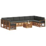 vidaXL Ensemble de canapés d'extérieur 11 pc Naturel et Anthracite