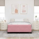 vidaXL Cadre de lit avec matelas Rose et blanc 140 x 190 cm Velours