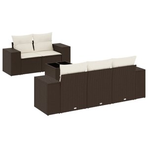 vidaXL Salon de jardin avec coussins 6 Pièces marron résine tressée
