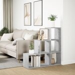 vidaXL Étagère séparatrice de pièce à 3 niveaux gris béton 99x29x99 cm