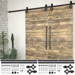 vidaXL Kits de fixation pour porte coulissante 2 Pièces 183 cm Acier Noir
