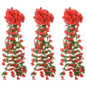 vidaXL Guirlandes de fleurs de Noël 3 Pièces rouge 85 cm