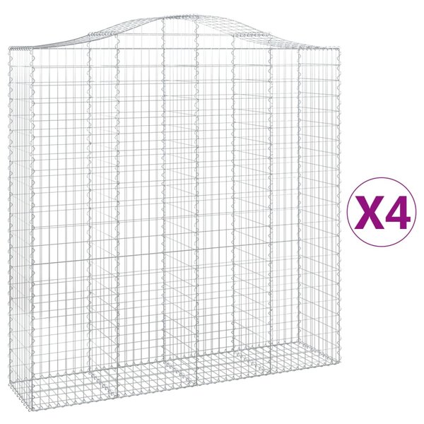 vidaXL Paniers à gabions arqués 4 Pièces 200x50x200/220 cm Fer galvanisé