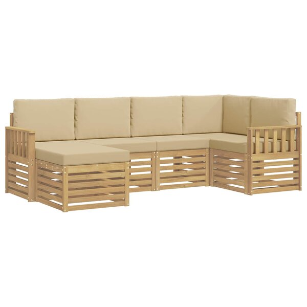 vidaXL Ensemble de canapés d'extérieur 6 Pièces Blanc et Beige