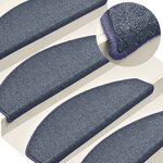 vidaXL Tapis de marches d'escalier 15 Pièces Gris foncé et bleu 65x24x4cm