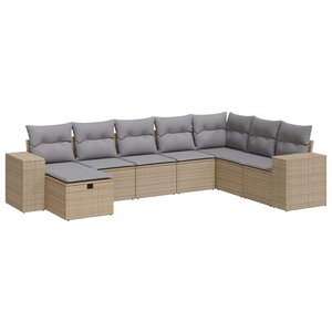 vidaXL Salon de jardin avec coussins 8 Pièces beige résine tressée