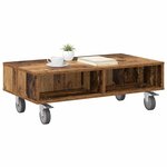 vidaXL Table d'appoint avec roues Bois ancien 90 x 50 x 30 cm