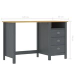 vidaXL Bureau Hill avec 3 tiroirs Gris 120x50x74 cm Pin solide