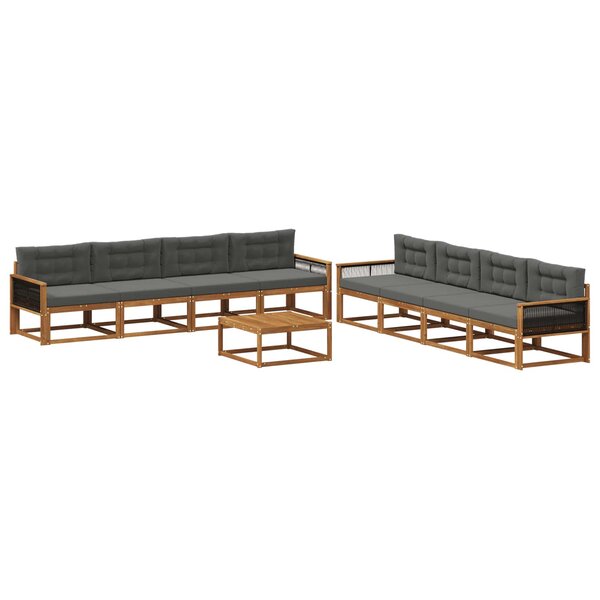 vidaXL Ensemble de canapés d'extérieur 9 Pièces Naturel et Anthracite
