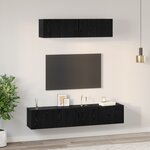 vidaXL Meuble TV mural Autre 4 Pièces Chêne noir Petite 80 x 30 x 30.5 cm