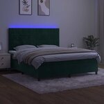 vidaXL Sommier à lattes de lit matelas et LED Vert foncé 180x200 cm