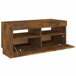 vidaXL Meuble TV avec lumières LED chêne fumé 80x35x40 cm