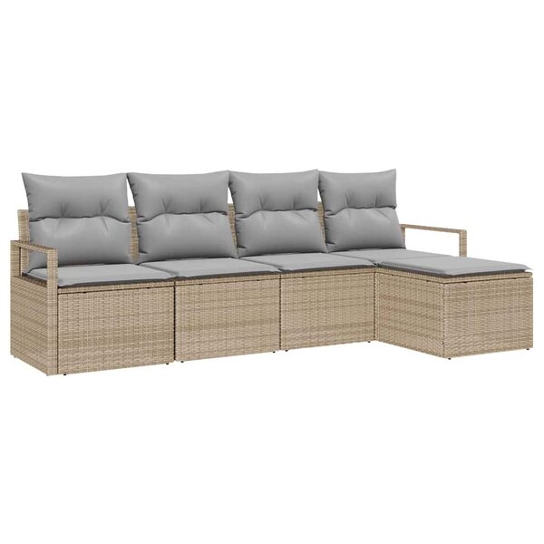 vidaXL Ensemble de canapé de jardin 5 Pièces Beige  Gris clair