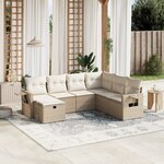 vidaXL Salon de jardin avec coussins 7 Pièces beige résine tressée