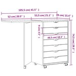 vidaXL Armoire roulante avec bureau MOSS gris bois de pin solide