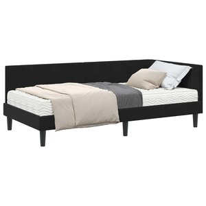 vidaXL Cadre de lit d'angle avec matelas 2 pc Noir 100 x 200 cm