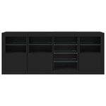 vidaXL Buffet avec lumières LED noir 164x37x67 cm