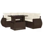 vidaXL Salon de jardin avec coussins 6 Pièces marron résine tressée