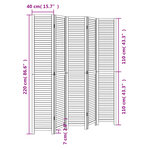 vidaXL Cloison de séparation 5 panneaux noir bois de paulownia massif