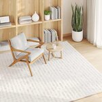 vidaXL Tapis de surface Carré HUARTE Crème 120 x 120 cm Polyester
