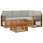vidaXL Ensemble de canapés d'extérieur 5 Pièces Gris Naturel et Clair