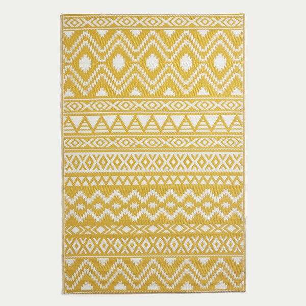 Tapis extérieur terrasse réversible - Tapis de jardin imperméable et résistant UV - Anna - Jaune - 120x180 cm - HOMESCAPES