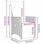 vidaXL Ensemble de jardin à manger 3 pièces avec des coussins en rattan poly noir.