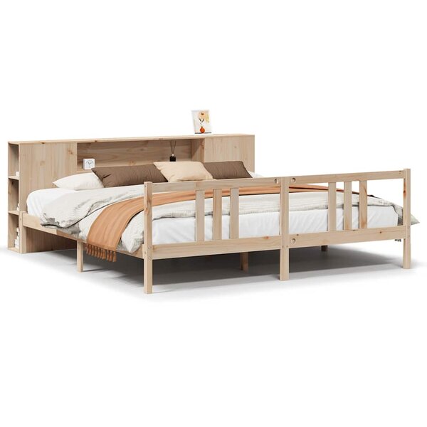 vidaXL Lit bibliothèque sans matelas 200x200 cm bois massif de pin