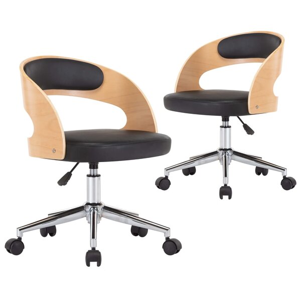 vidaXL Chaises pivotantes à manger lot de 2 bois courbé et similicuir