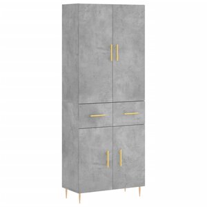 vidaXL Buffet haut Gris béton 69 5x34x180 cm Bois d'ingénierie