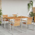 vidaXL Table à manger d'extérieur Marron Bois de teck solide