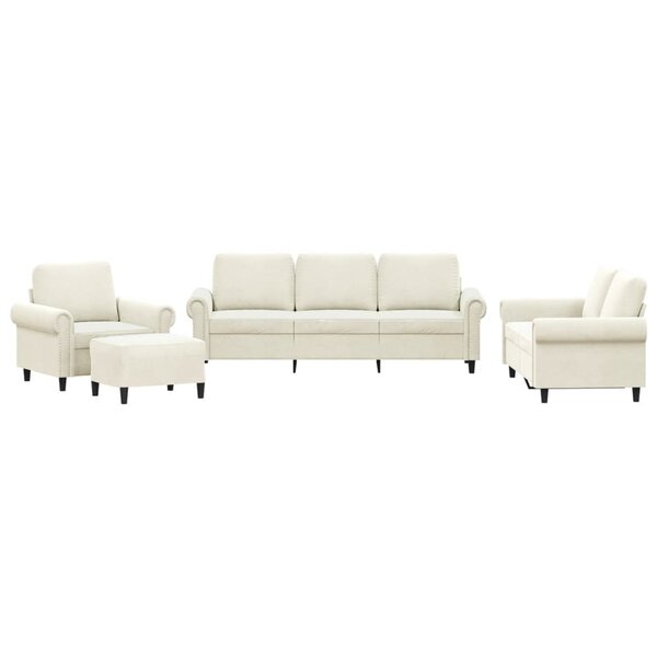 vidaXL Ensemble de canapés 4 Pièces avec coussins Crème Velours