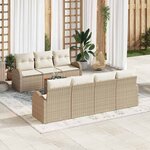 vidaXL Ensemble de canapé de jardin 8 Pièces Beige Poly rotin