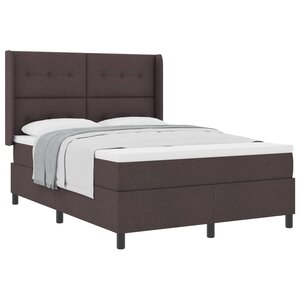 vidaXL Lit à ressorts avec matelas Marron foncé 160 x 200 cm tissu