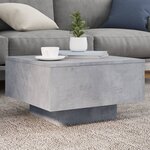 vidaXL Table basse avec lumières LED gris béton 55x55x31 cm