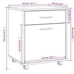vidaXL Armoire roulante Chêne fumé 45x38x54 cm Bois d'ingénierie