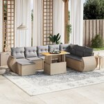vidaXL Salon de jardin avec coussins 9 Pièces beige résine tressée