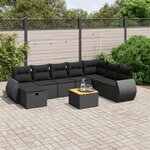 vidaXL Salon de jardin 9 Pièces avec coussins noir résine tressée