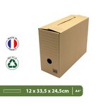 Boîtes d'archives en carton ondulé robuste (33 5 x 12 x 24 cm)