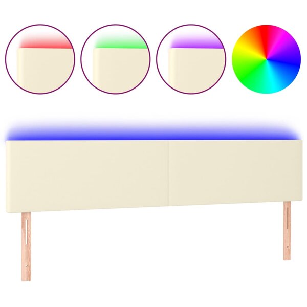 vidaXL Tête de lit à LED Crème 180x5x78/88 cm Similicuir