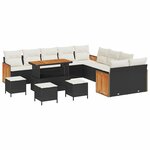 vidaXL Ensemble de canapé de jardin 14 Pièces Noir  Crème