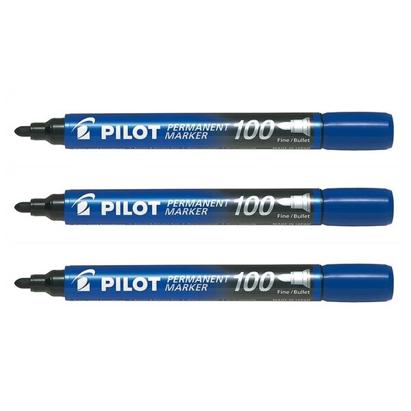 Marqueur Permanent SCA 100 Pointe Ogive Fine / Moyenne Bleu x 3 PILOT
