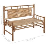 vidaXL Banc de jardin avec coussin 120 cm Bambou