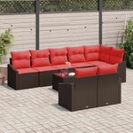 vidaXL Ensemble de Canapés avec coussin 9 Pièces Marron polyrotin