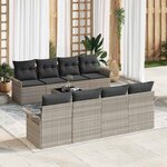 vidaXL Ensemble de canapé de jardin 9 Pièces Gris clair Poly rotin