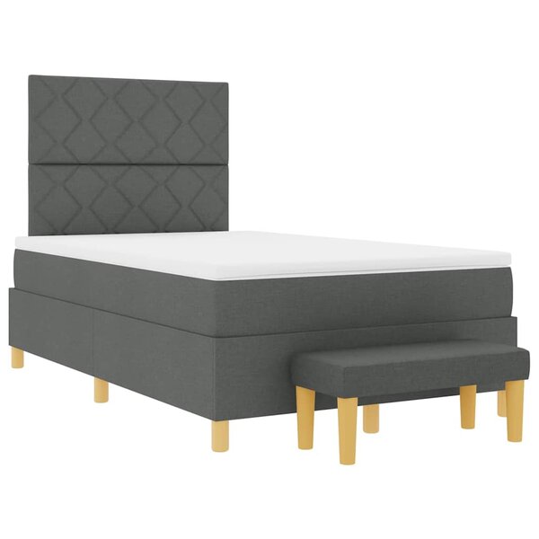 vidaXL Lit à ressorts avec matelas Gris foncé 120 x 190 cm tissu