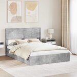vidaXL Cadre de lit avec rangement et tête de lit Gris béton